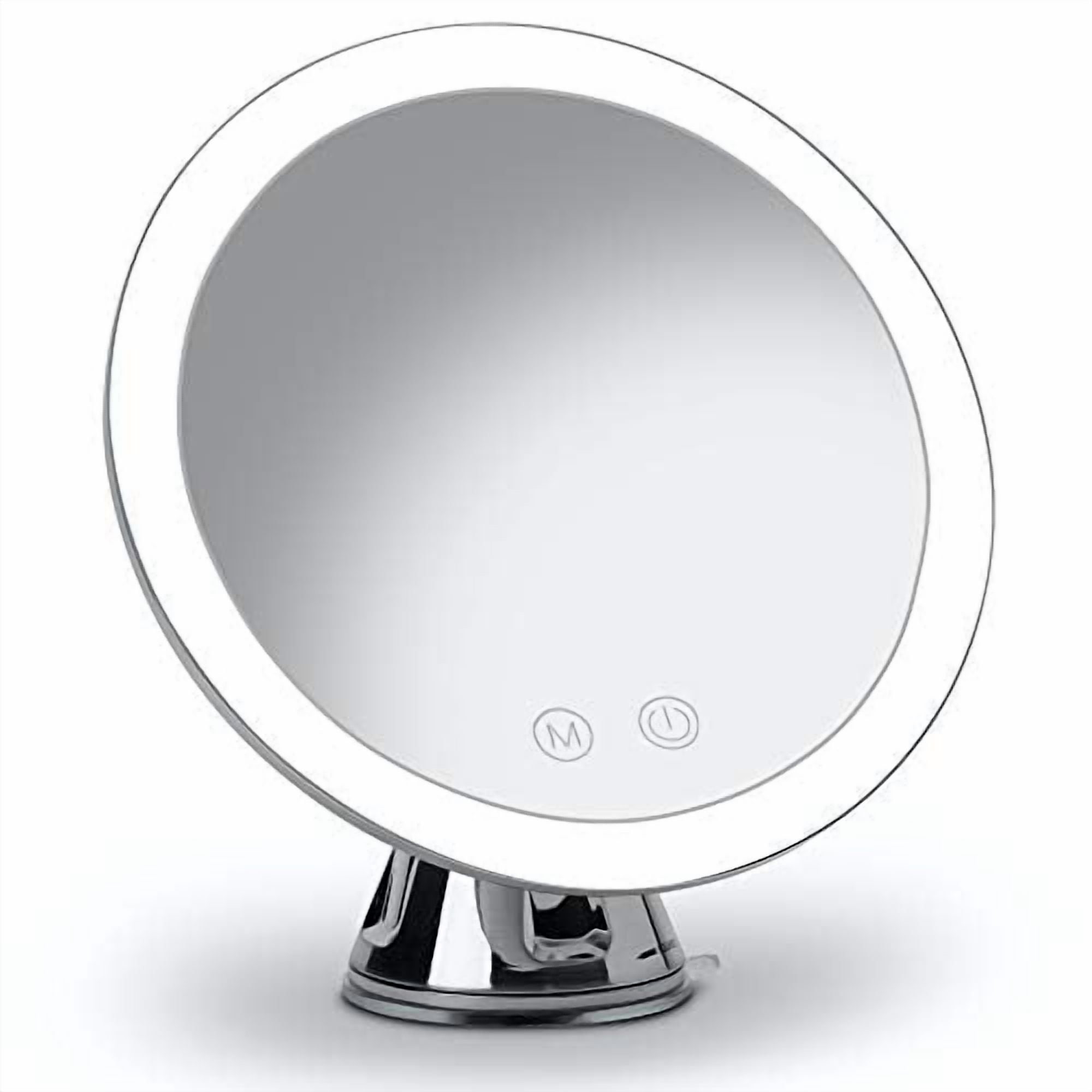 Fancii LED Lighted 10X Magnifying Makeup Mirror, Rechargeable - 3 Dimmable Tri-Color Light Settings, Suction Vanity Mirror, Metallic Finish, Cordless Travel Bathroom Mirror - Lana (Chrome)