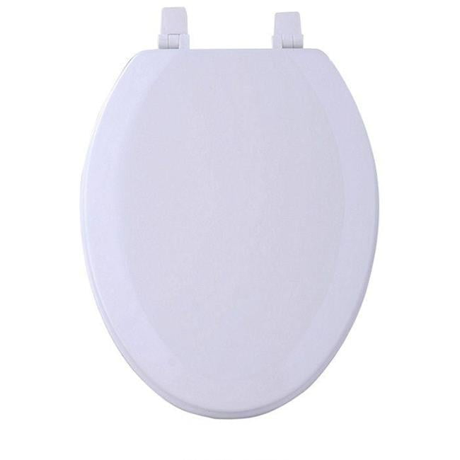 Fantasia White Elongated Wood Toilet Seat, 19 in.