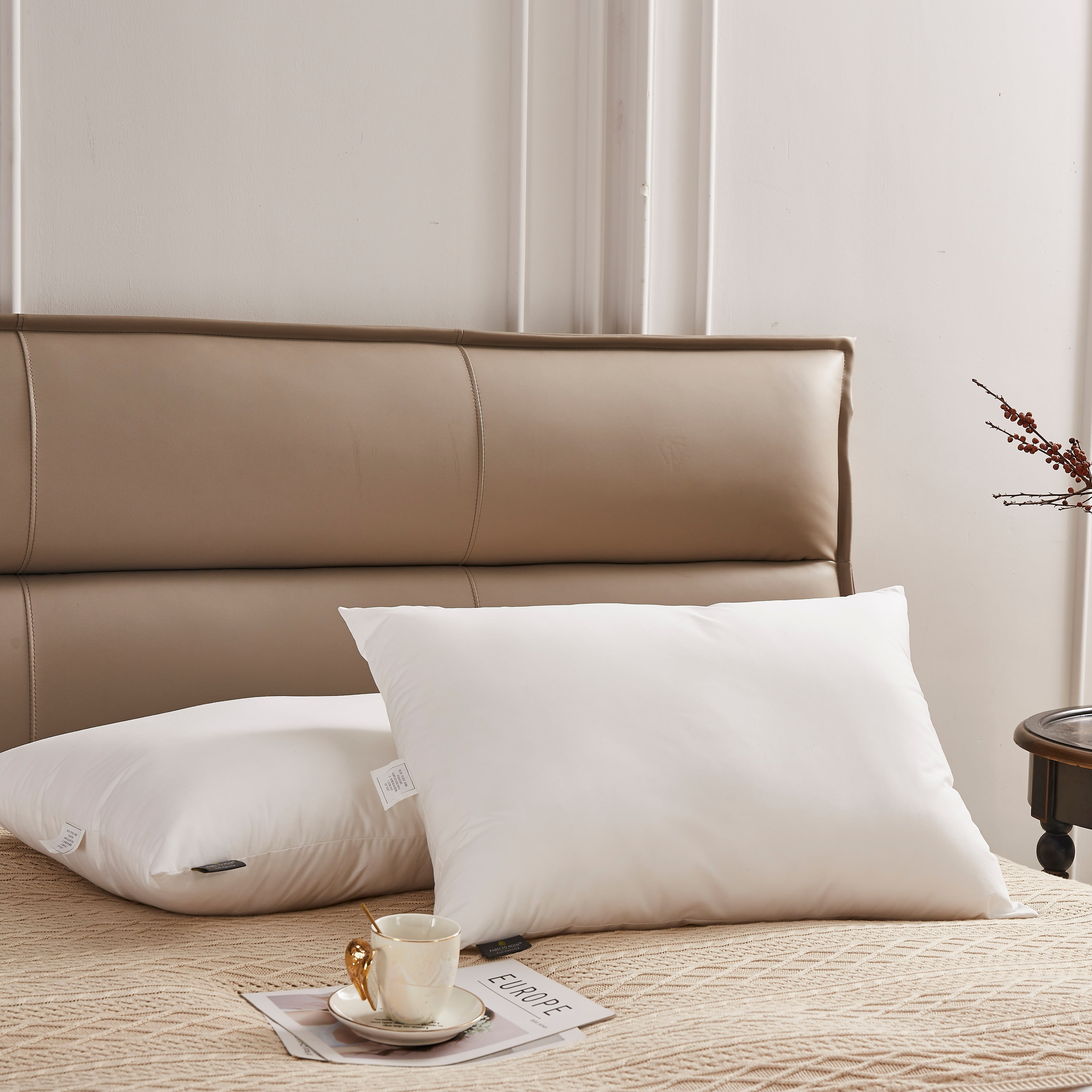 Farm To Home  Organic Blended Cotton Down Alternative Pillow - 2 Pack - White King - Set of 2
