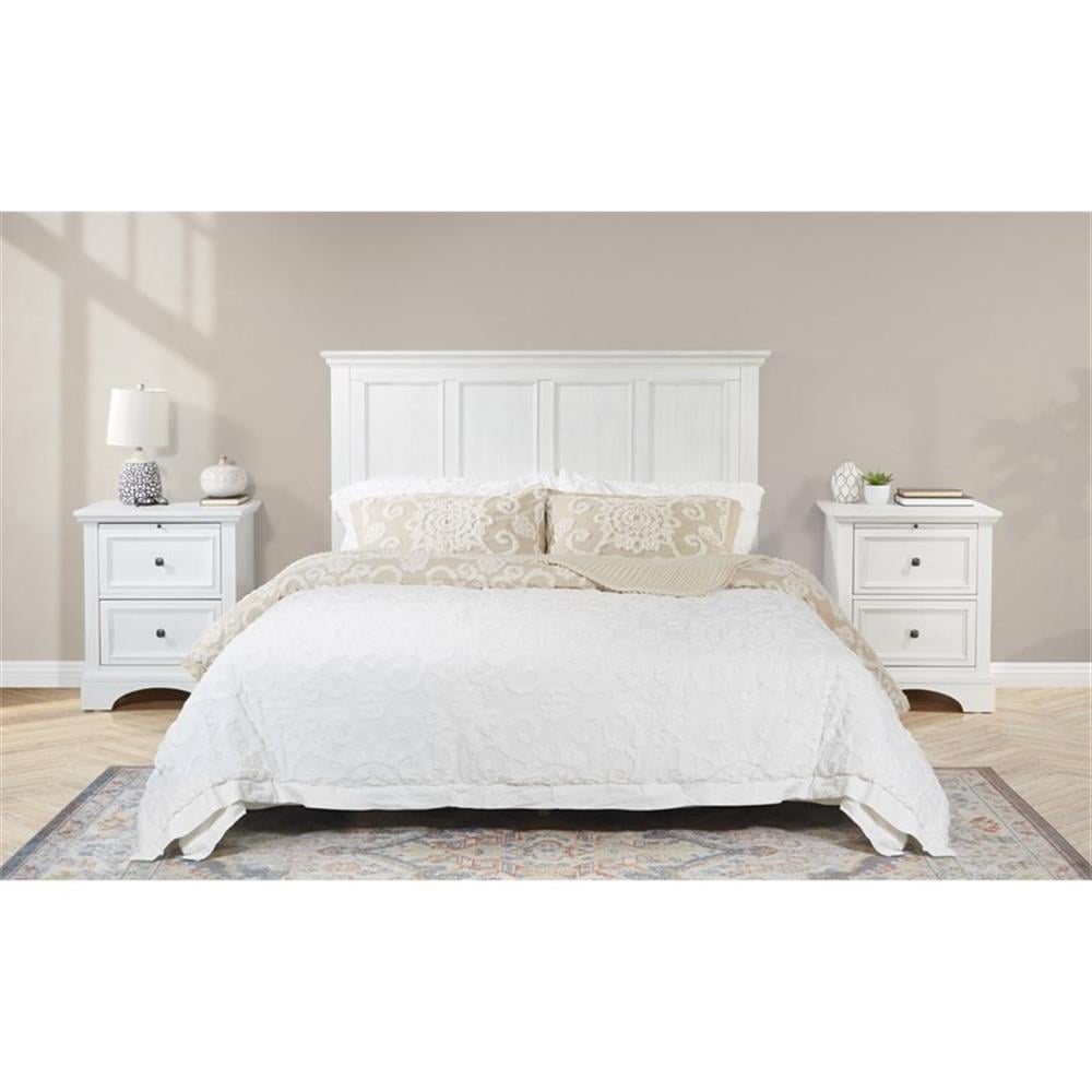 Farmhouse Basics Bed Queen 3pc. Bedroom Set in Rustic White Engineered Wood