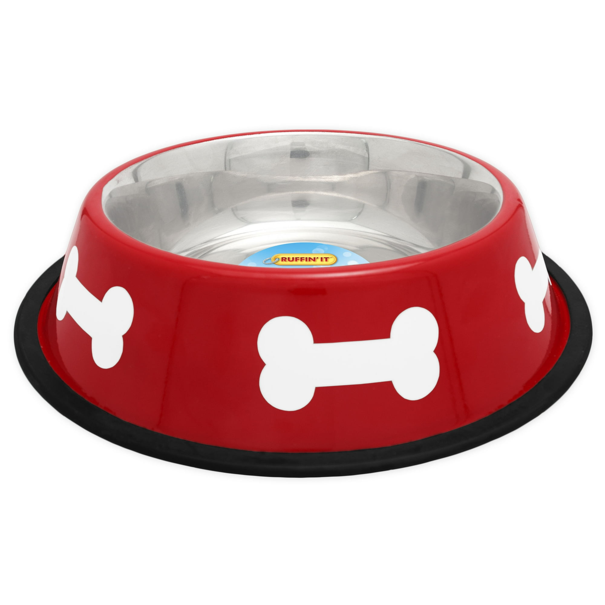 Fashion Steel Bowl Red W/White Bones 32oz-