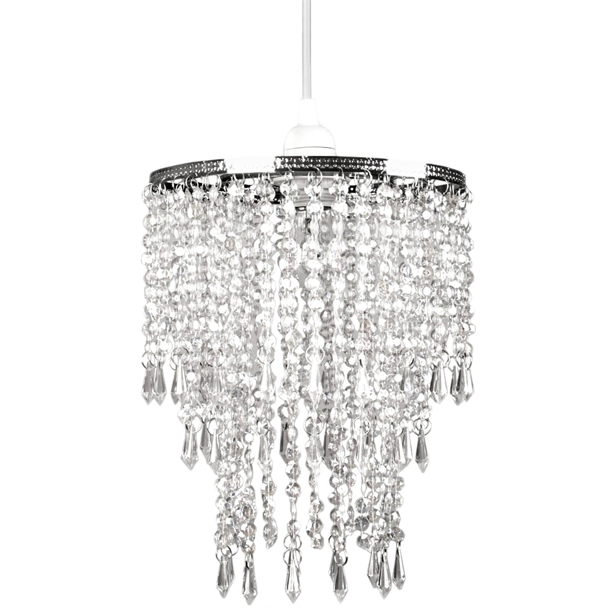 Faux Crystal Acrylic Bead Triple Layer Shade for Pendant Ceiling Fixture