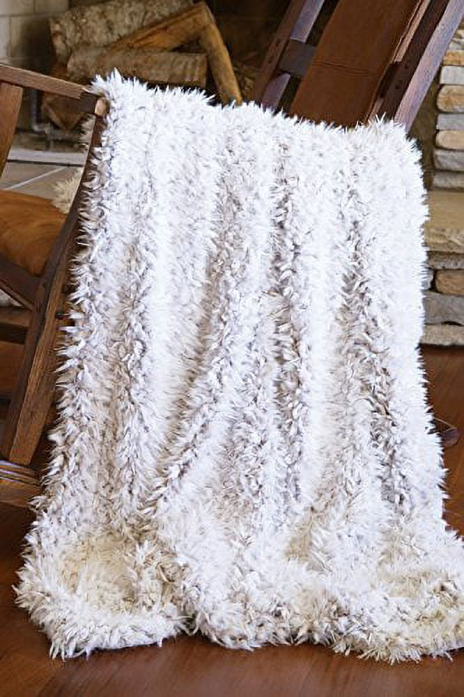 Faux Fur Throw Blanket, Off-White Shaggy Plush
