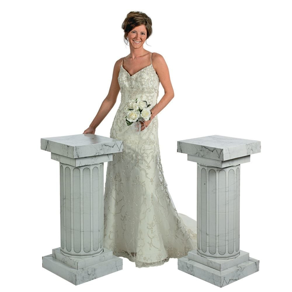 Fun Express Faux Marble Fluted Columns Cardboard Stand-Ups, 36", 2 Piece