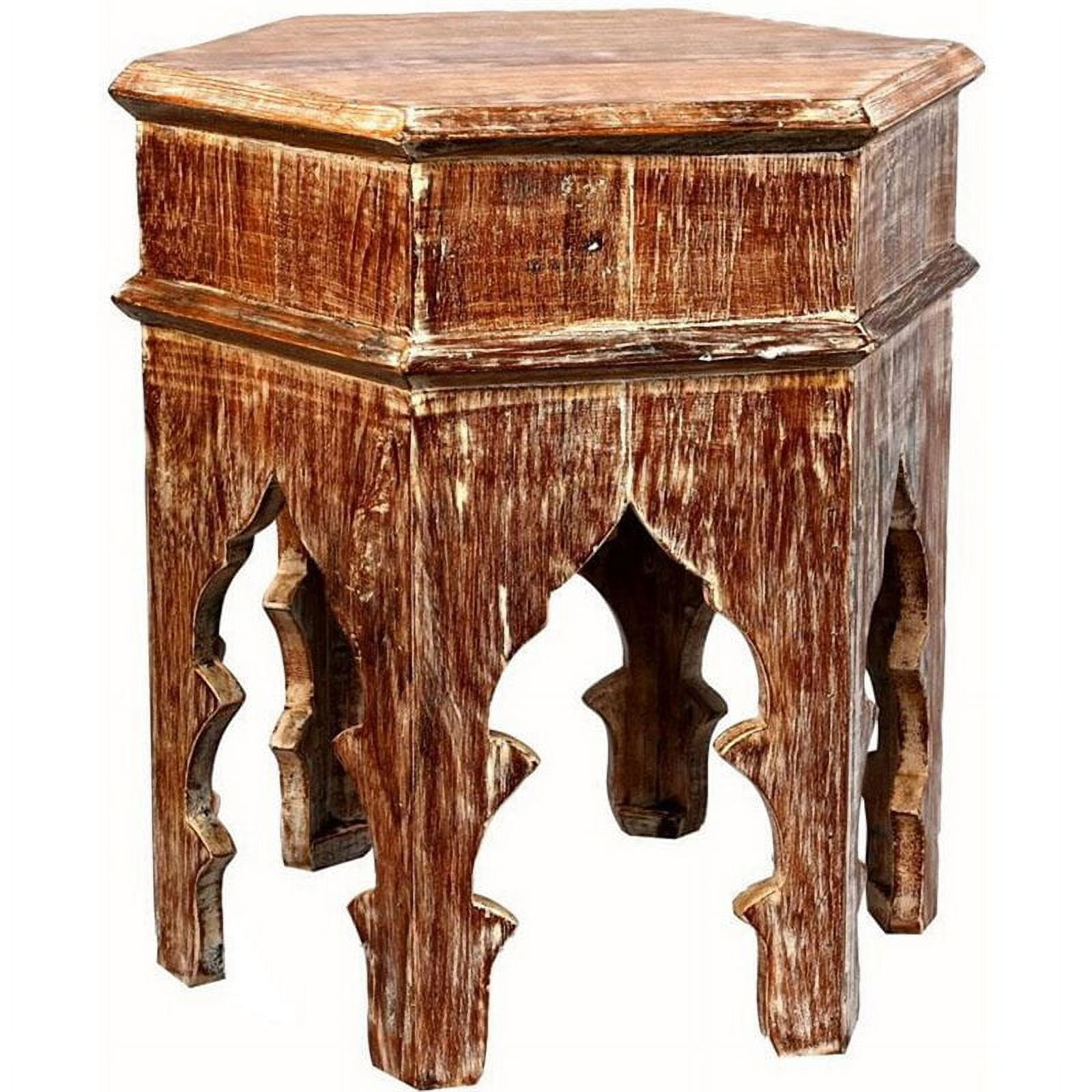 Favors Handicraft Reclaimed Wooden Moroccan Style Side Table in Sandy Brown