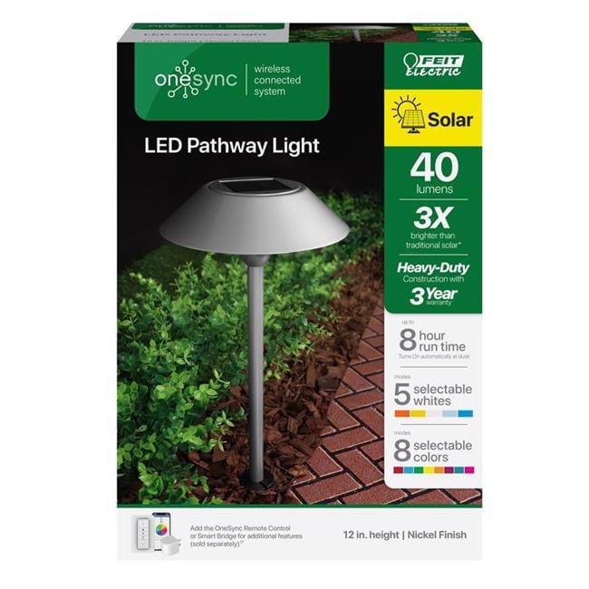 Feit Electric OneSync Brushed Nickel Solar Powered 40 W LED Pathway Light 1 pk
