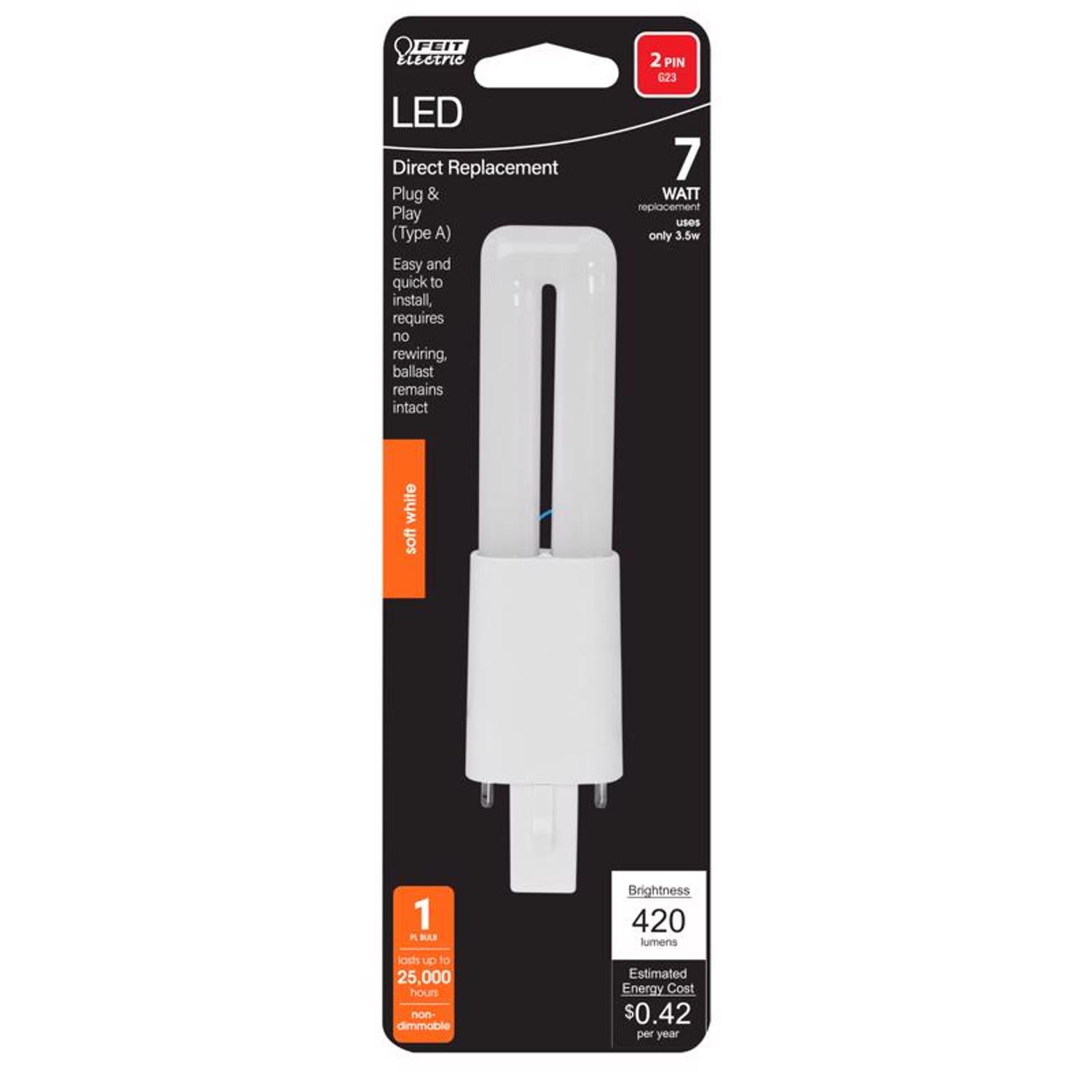 Feit Electric PL G23 LED Tube Light Soft White 7 Watt Equivalence 1 pk