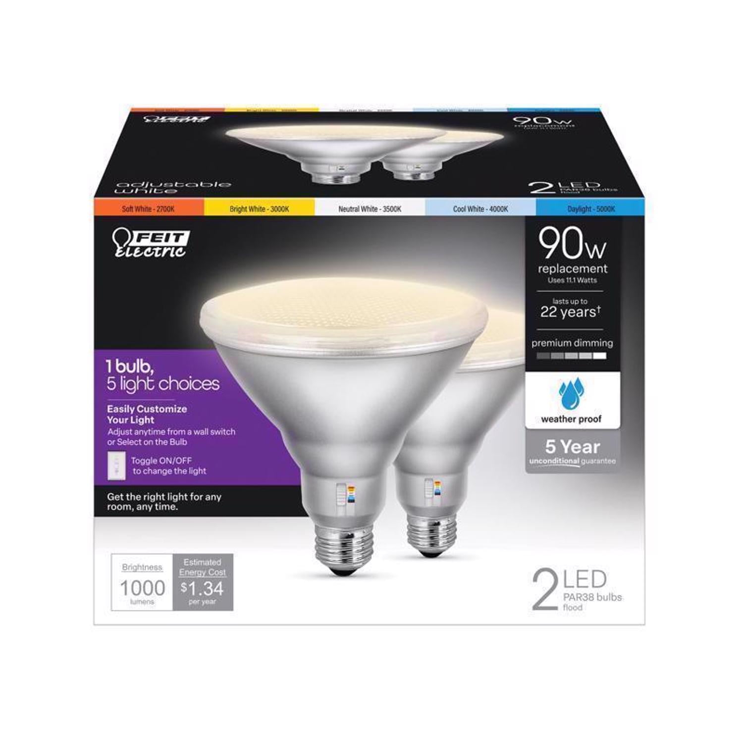 Feit Electric PAR38 E26 (Medium) LED Bulb White 90 Watt Equivalence 2 pk