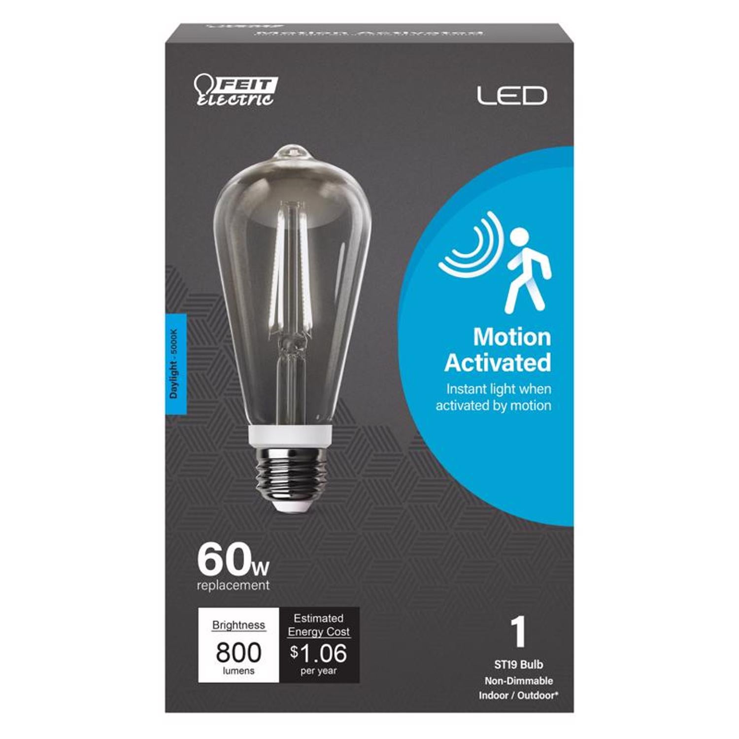 Feit Electric ST19 E26 (Medium) LED Motion Activated Bulb Daylight 60 Watt Equivalence 1 pk