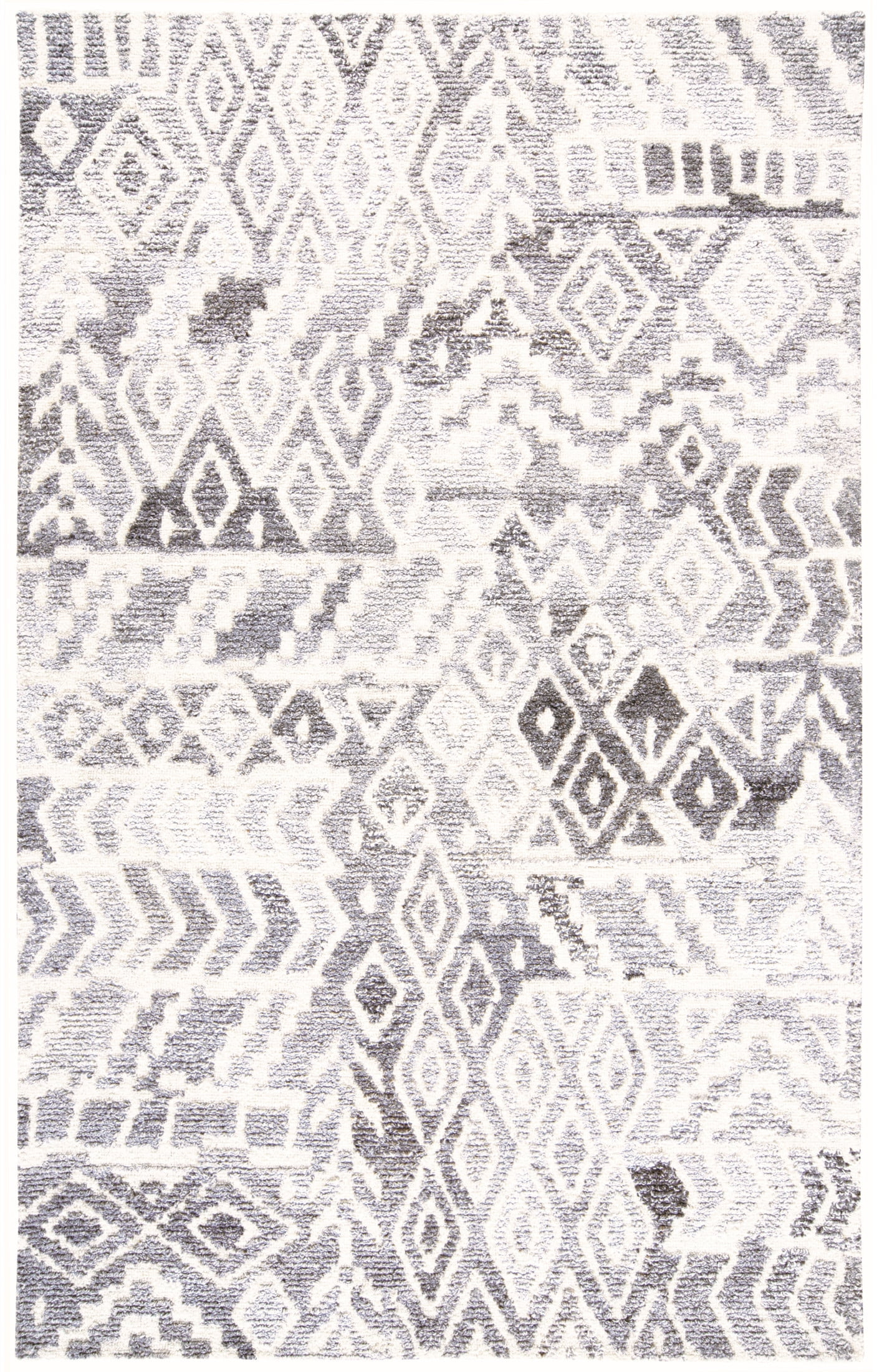 Feizy Asher Transitional Distressed, Gray/White, 8' x 10' Area Rug Sheen Fade Resistant Bohemian & Eclectic Abstract Design Carpet for Living Dining Bed Room