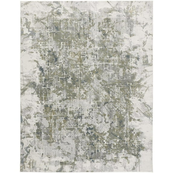 Feizy Atwell Transitional Abstract, Green/Gray/Ivory, 2' x 3' Accent Rug Easy Care Fade Resistant Stain Resistant Industrial Watercolor Floor Rug for Living room Bedroom