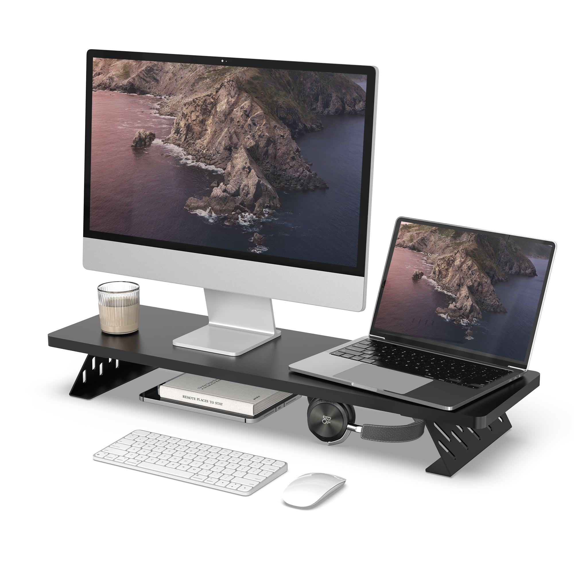 Fenge Dual Monitor Stand Riser, 31.5 inch Long Monitor Stand for Desk