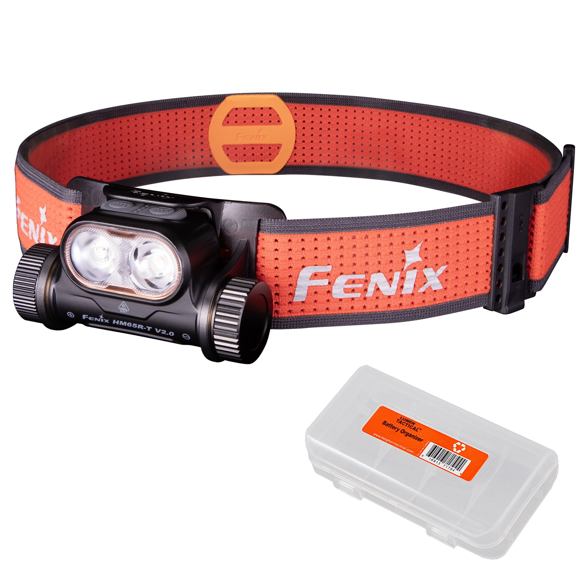 Fenix HM65R-T V2.0 1600 Lumen Rechargeable Trail Running Headlamp (Black) + LumenTac Organizer