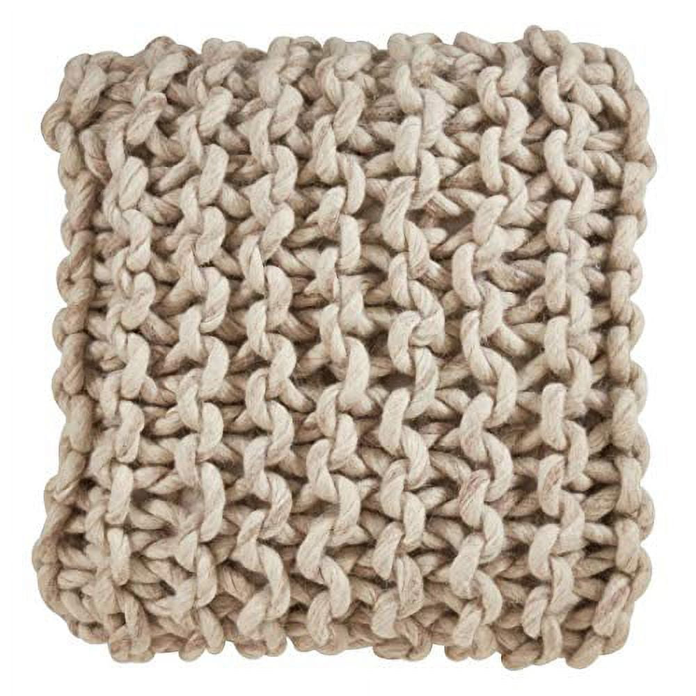 Saro Lifestyle 551.I18SP 18 in. Chunky Cable Knit Design Wool Poly Filled Throw Pillow, Ivory
