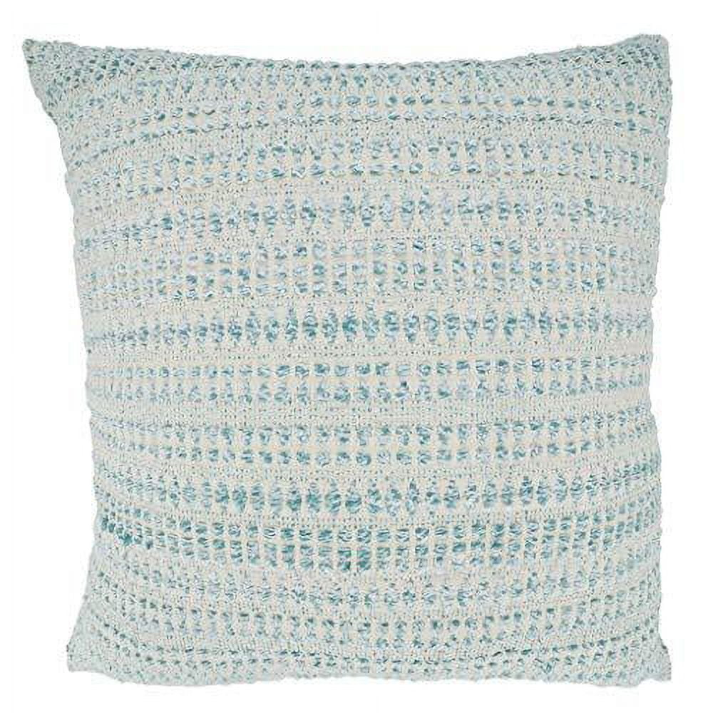 Fennco Styles Modern Woven Line Decorative Throw Pillow Cover 22" W x 22" L - Aqua Cushion Case for Home, Couch, Living Room, Bedroom and Office Décor