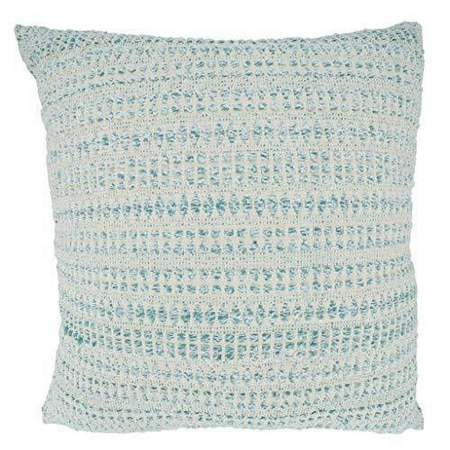 Fennco Styles Modern Woven Line Decorative Throw Pillow Cover 22" W x 22" L - Aqua Cushion Case for Home, Couch, Living Room, Bedroom and Office Décor
