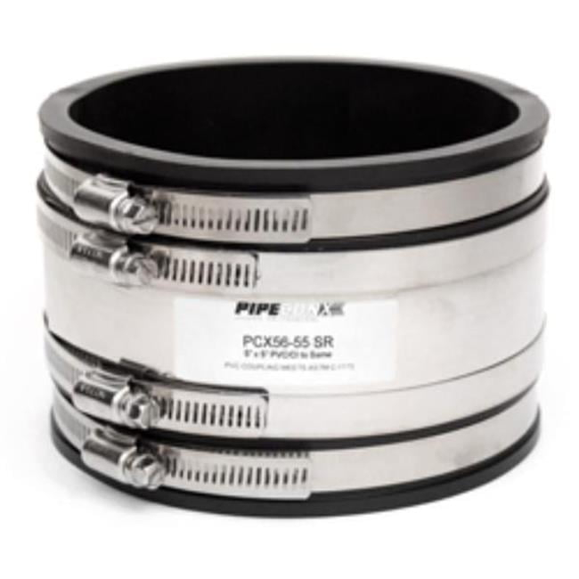 Fernco 1056-43RC 4 x 3 in. PVC & Cast Iron Straight Flex Coupling Shear Band Universal Pipe
