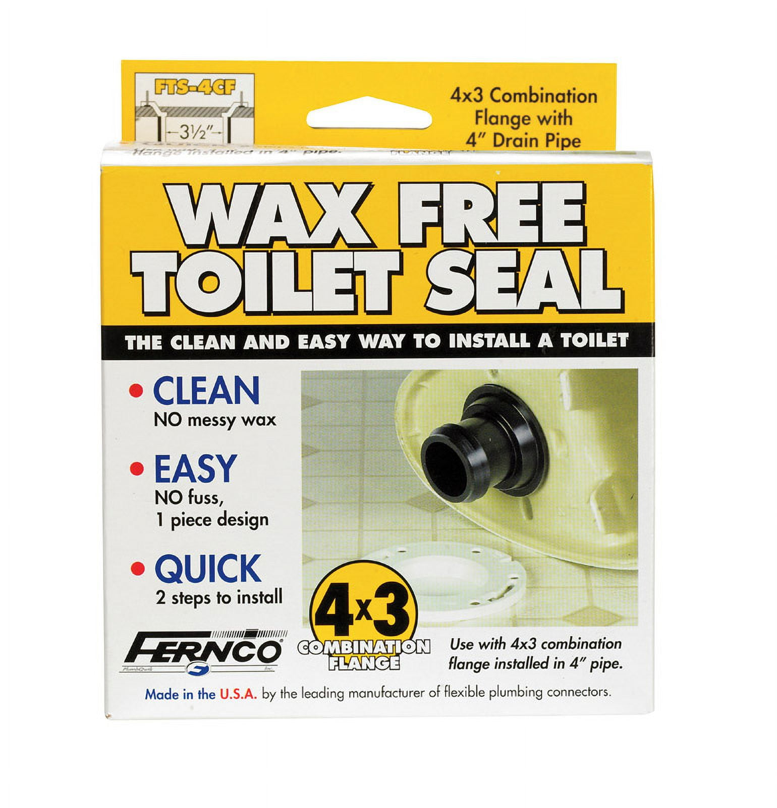 FERNCO INC 4 x 3-Inch Wax Free Toilet Seal FTS-4CF