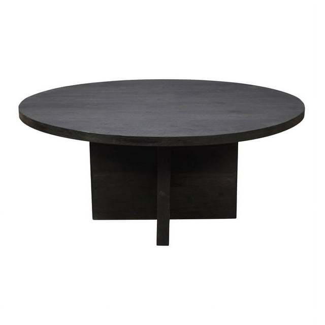 Fernious 60" Round Dining Table in Dark Gray Finish on Mango Solid Wood