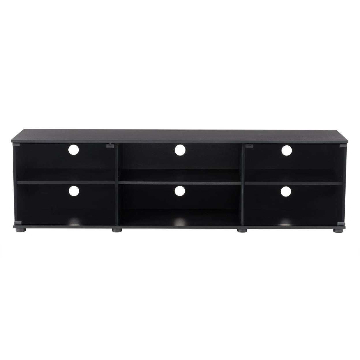 Fiji Ravenwood Black Engineered Wood TV Stand with Glass Doors for TVs up to 85"