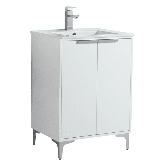 Fine Fixtures Wilmington 24 Inch Bathroom Vanity With Sink - Fully Assembled Bathroom Sink Cabinet, Bathroom Vanities, White Bathroom Vanity, Small Bathroom Sink Cabinet, 24 Bathroom Vanity With Sink