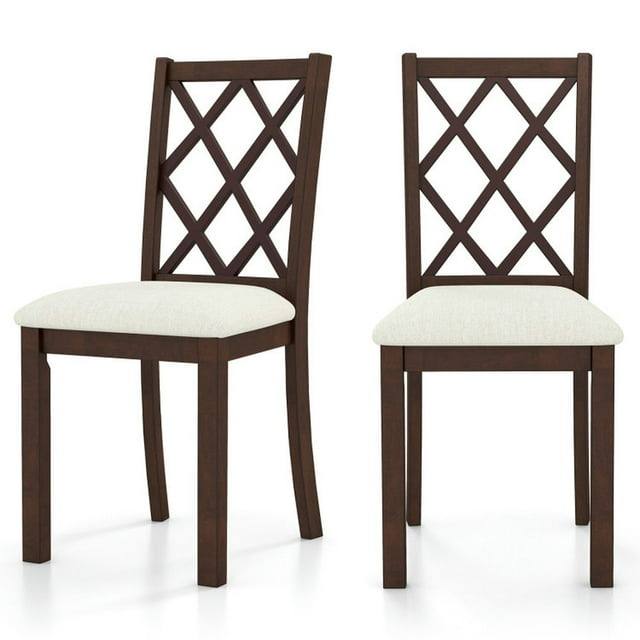 Spaco Dining Chair Set of 2 Wood Kitchen Chairs with Upholstered Seat Cushion and Rubber Wood Legs-Brown, Lounge Chair, Dining Room Chair for Kitchen, Dining, Bedroom, Living