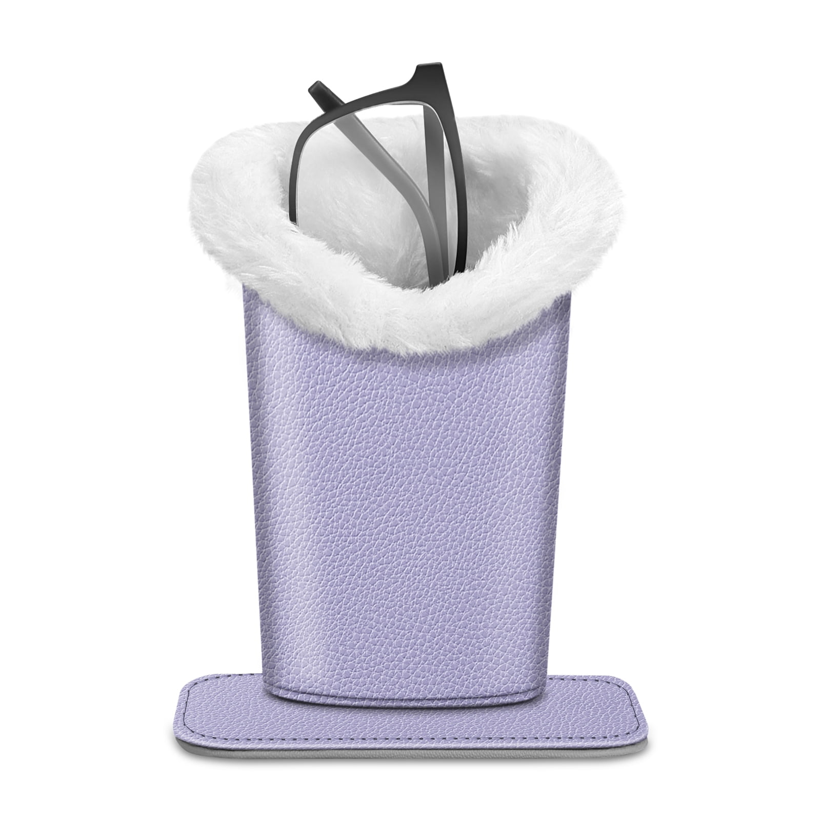 Fintie Plush Lined Eyeglasses Holder - PU Leather Protective Eyeglass Holder Stand Case，Lilac Purple