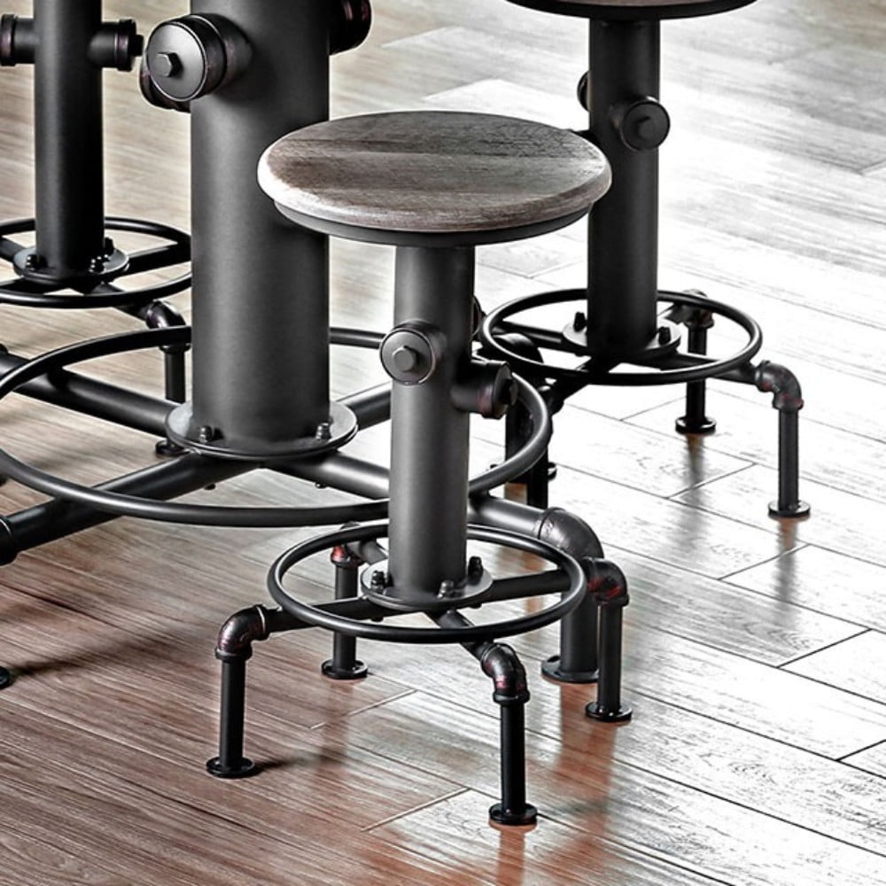 Fire Hydrant Shape Metal Counter Height Chair Set of 2 Antique Black - Saltoro Sherpi
