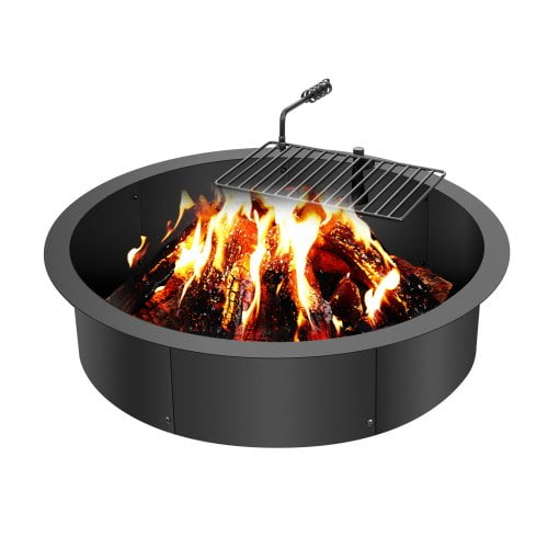 Fire Pit Ring w/ BBQ Fire Ring 35 Inch Outer Steel DIY Campfire Firepit
