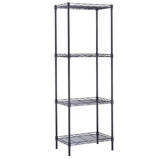 4-Tier Wire Shelving Unit Metal Storage Rack,4-Shelf Shelving Unit, Steel Wire Shelves, Shelving Units and Storage for Kitchen and Garage (17.72 x 11.81 x 49.6'') Black