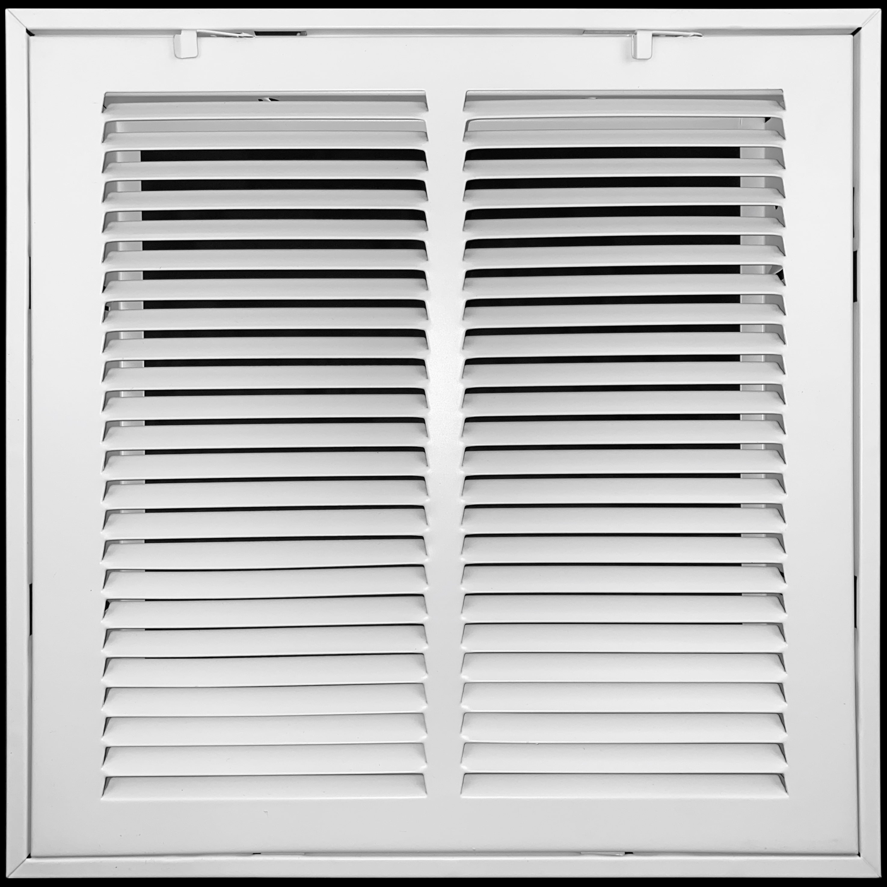14x14 White Steel Return Air Filter Grille with Fixed Hinges