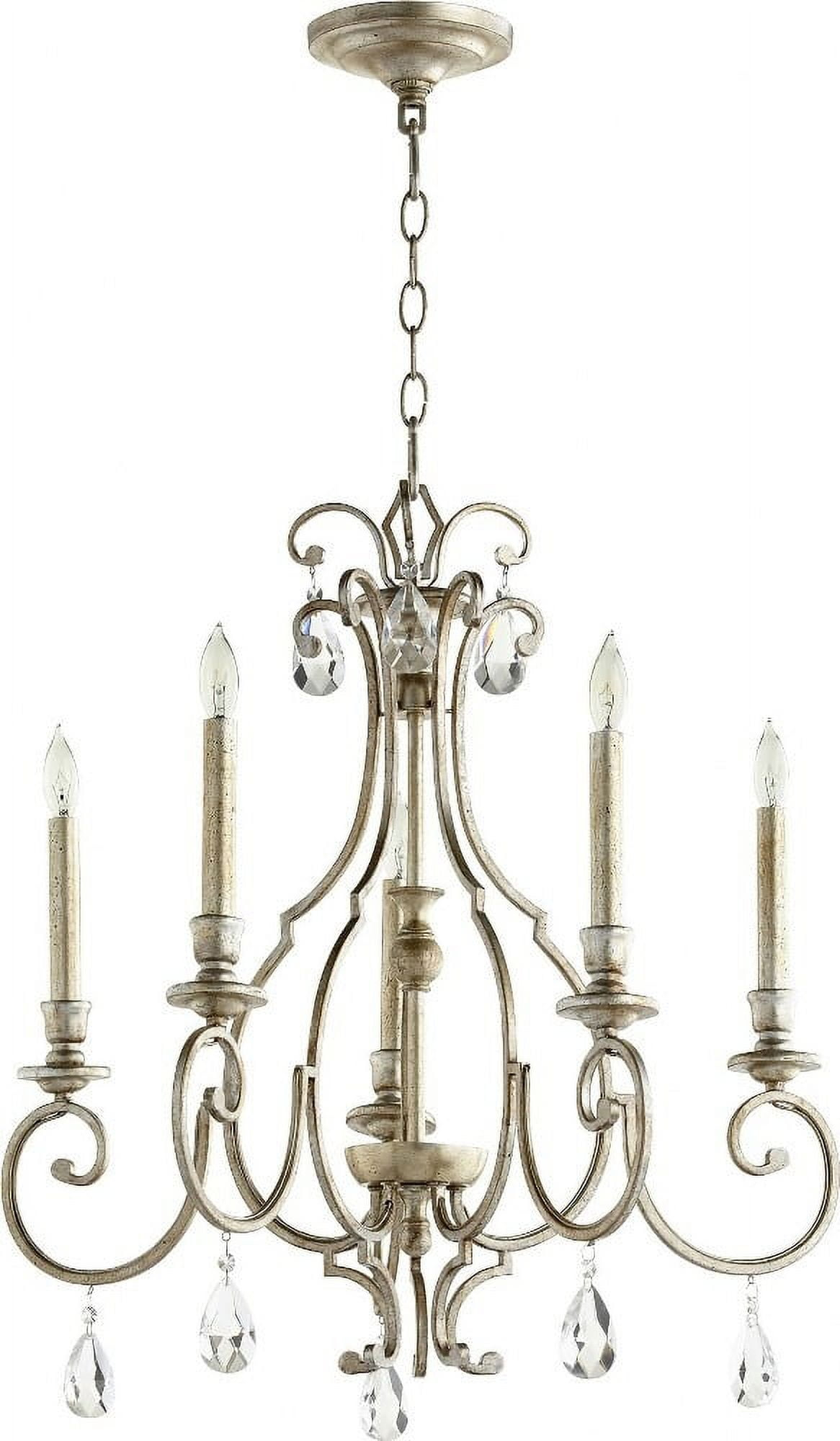 Quorum Lighting Ansley 5-Light Chandelier, Aged Silver Leaf, 24 Width, 25 Height