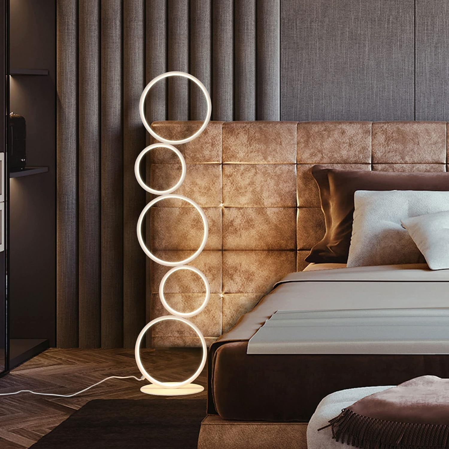 Five Rings RGB LED Circular Floor Lamp Ring Standing Lamp - N/A Whiter N/A