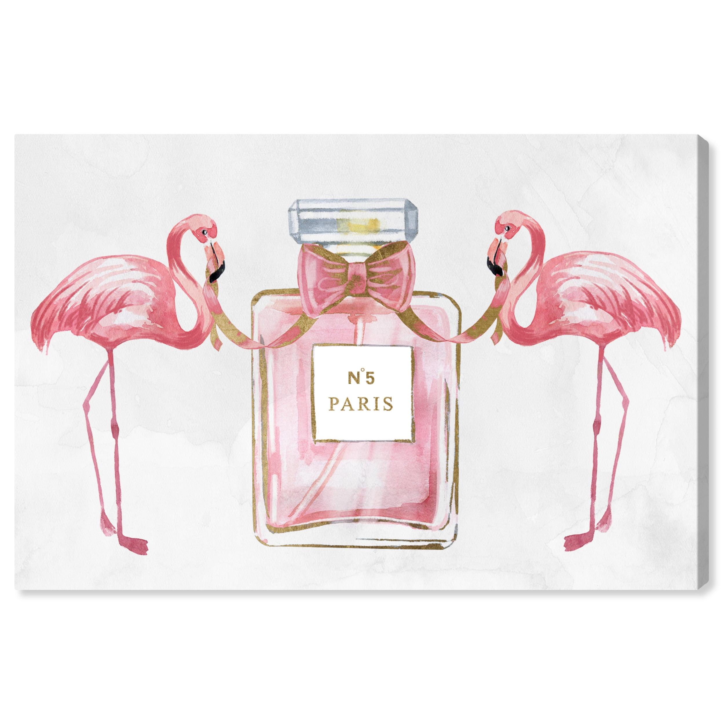 Flamingo Love Gold Fashion and Glam Wall Art Print Pink 24x16