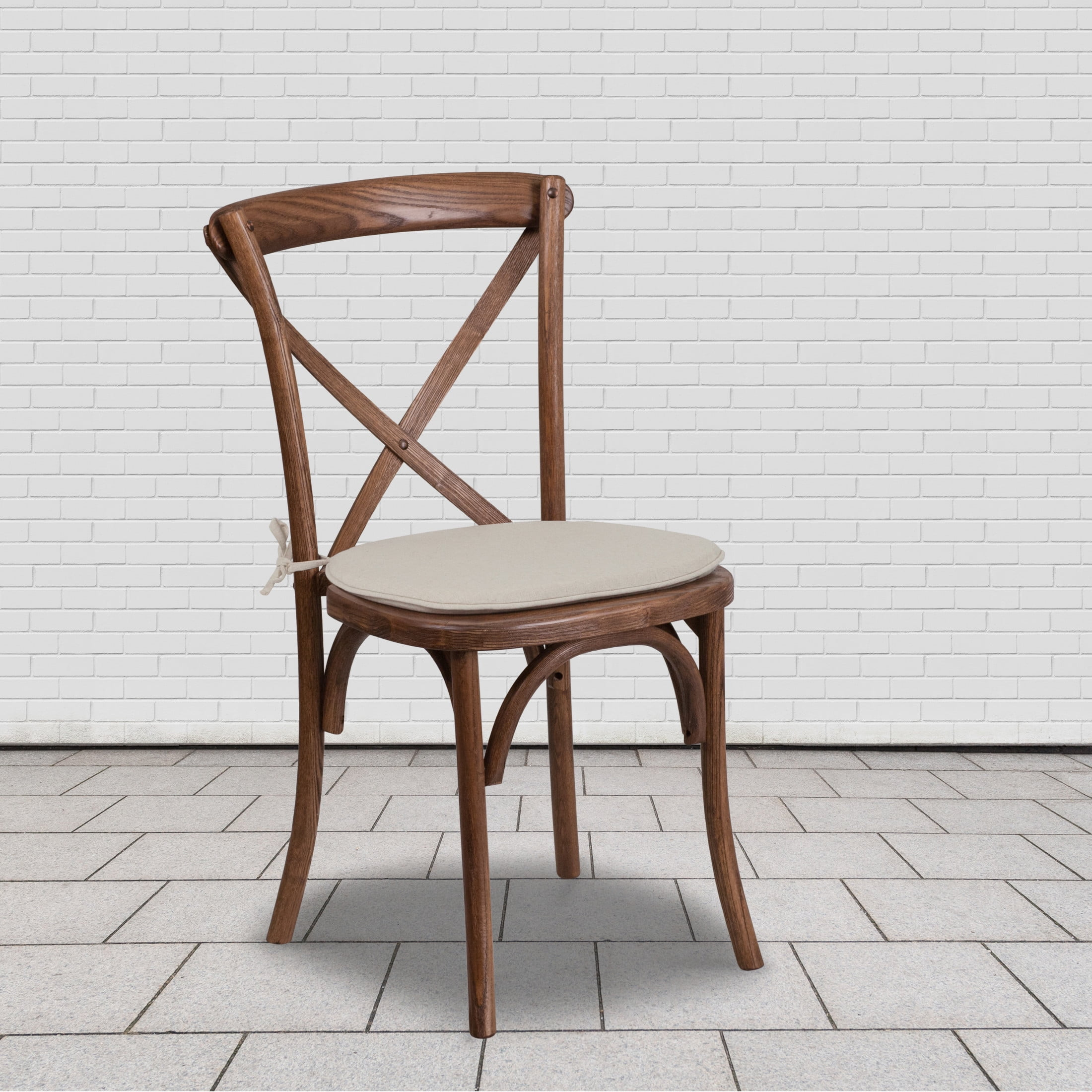 Flash Furniture 2 Pk. HERCULES Series Pecan Cross Back Chair with Cushion