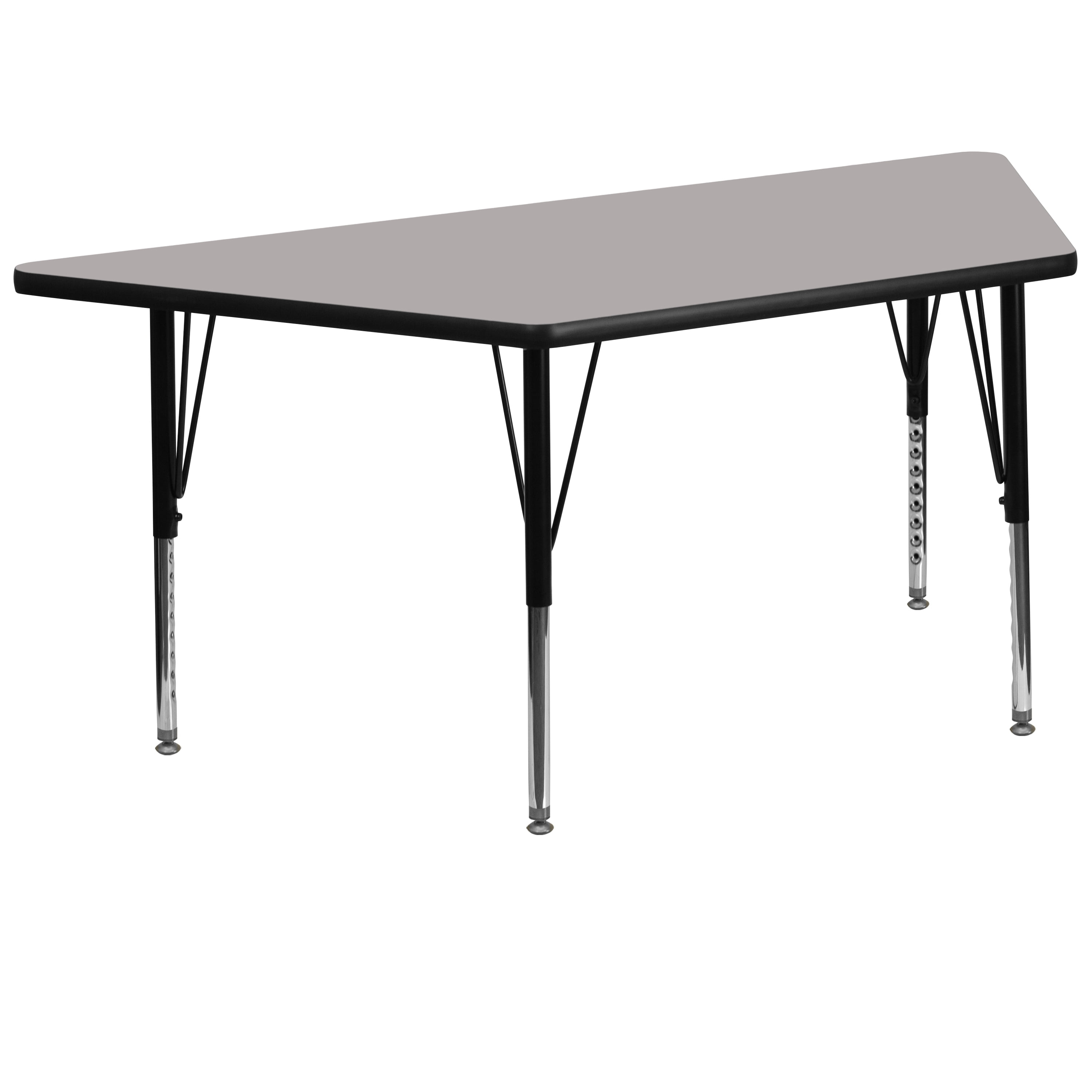 Flash Furniture 30''W x 60''L Trapezoid Activity Table with 1.25'' Thick High Pressure Grey Laminate Top and Height Adjustable Preschool Legs