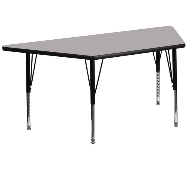 Flash Furniture 30''W x 60''L Trapezoid Activity Table with 1.25'' Thick High Pressure Grey Laminate Top and Height Adjustable Preschool Legs
