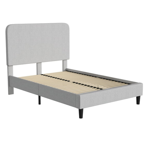 Flash Furniture Addison Collection Modern Fabric Upholstered Platform Bed, Light Grey, Full