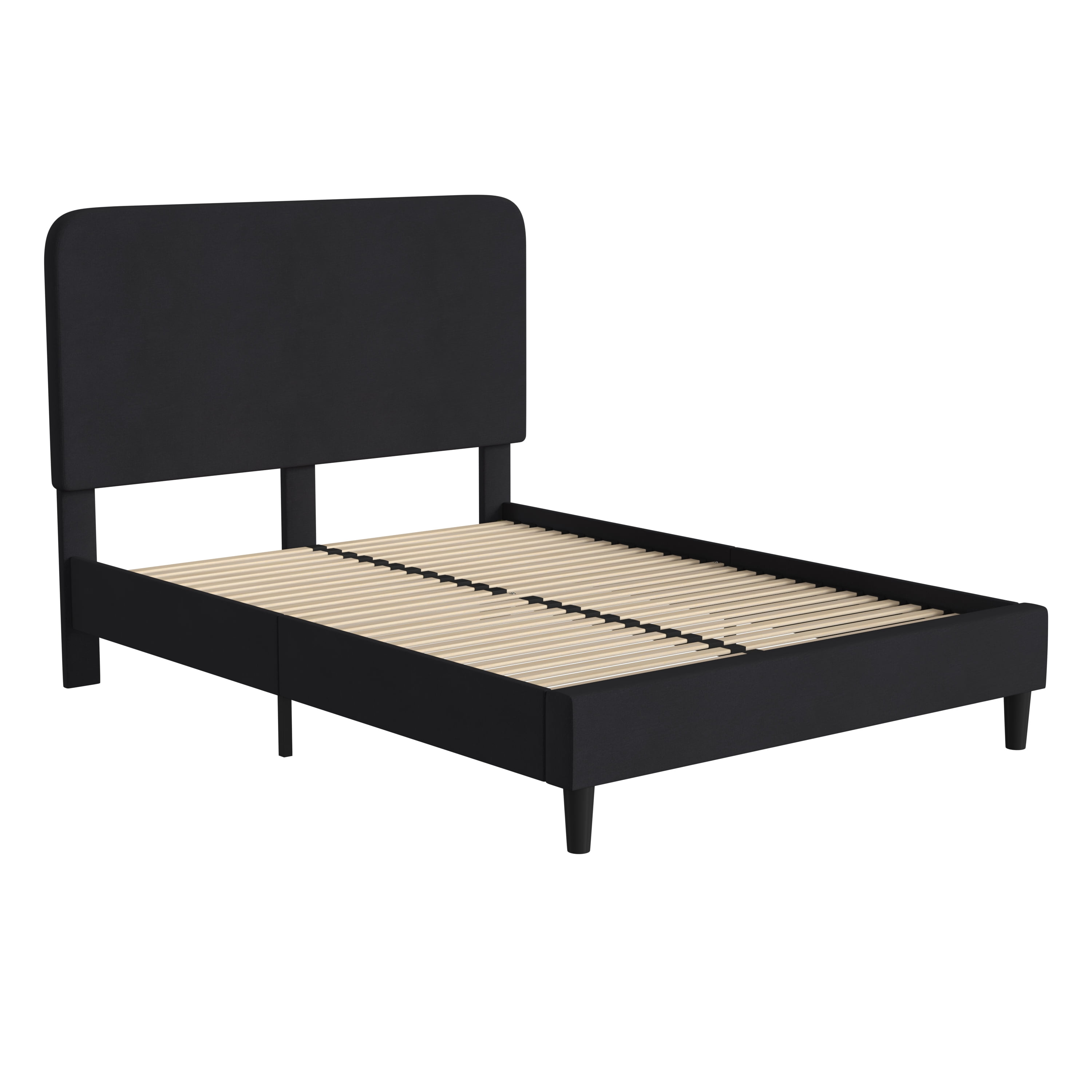 Flash Furniture Addison Fabric Queen Platform Bed with Headboard in Charcoal