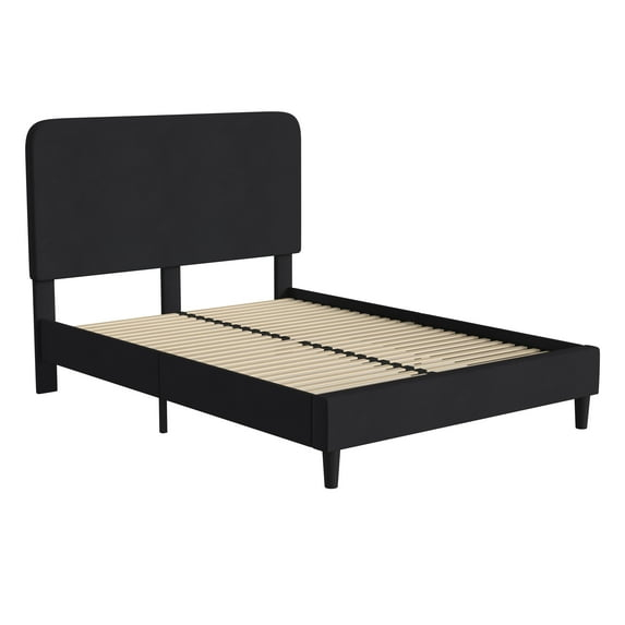 Flash Furniture Addison Fabric Queen Platform Bed with Headboard in Charcoal