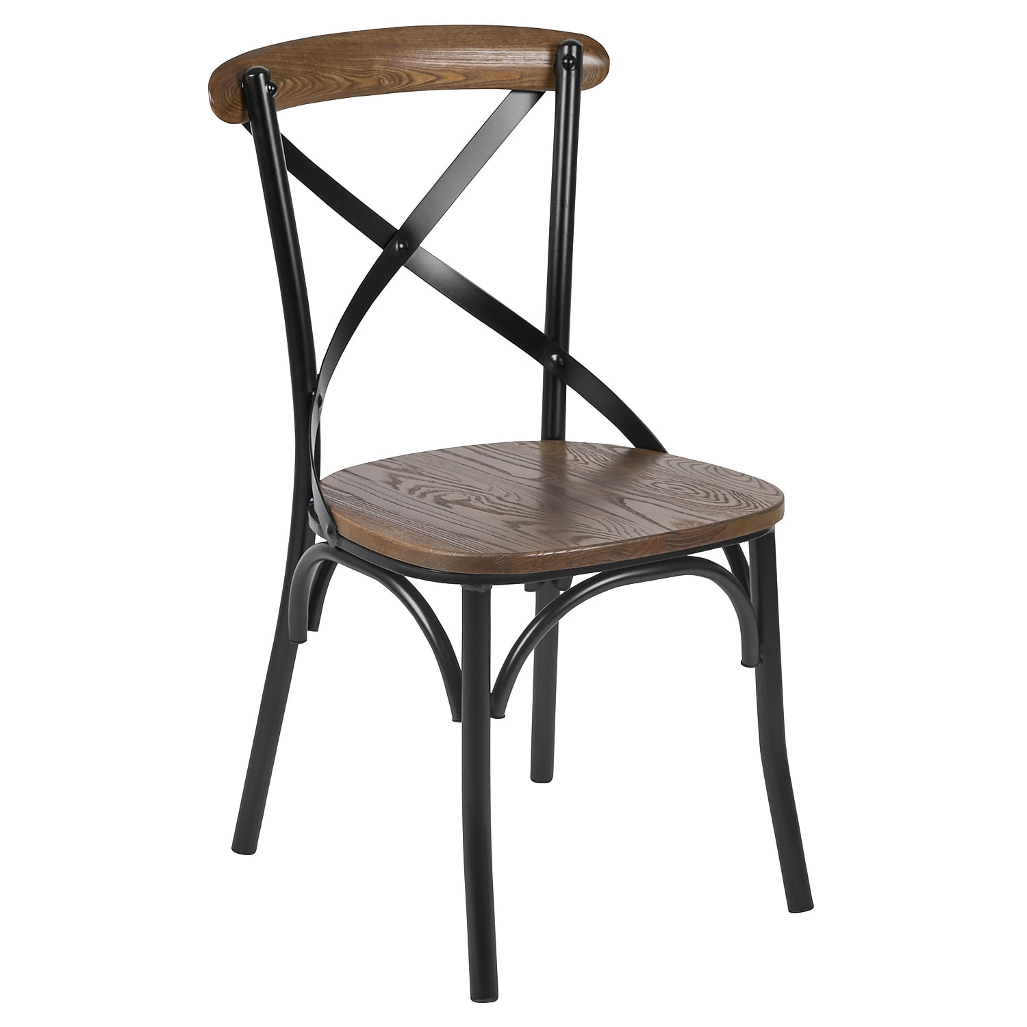 Flash Furniture X-Back Chair with Metal Bracing and Fruitwood Seat