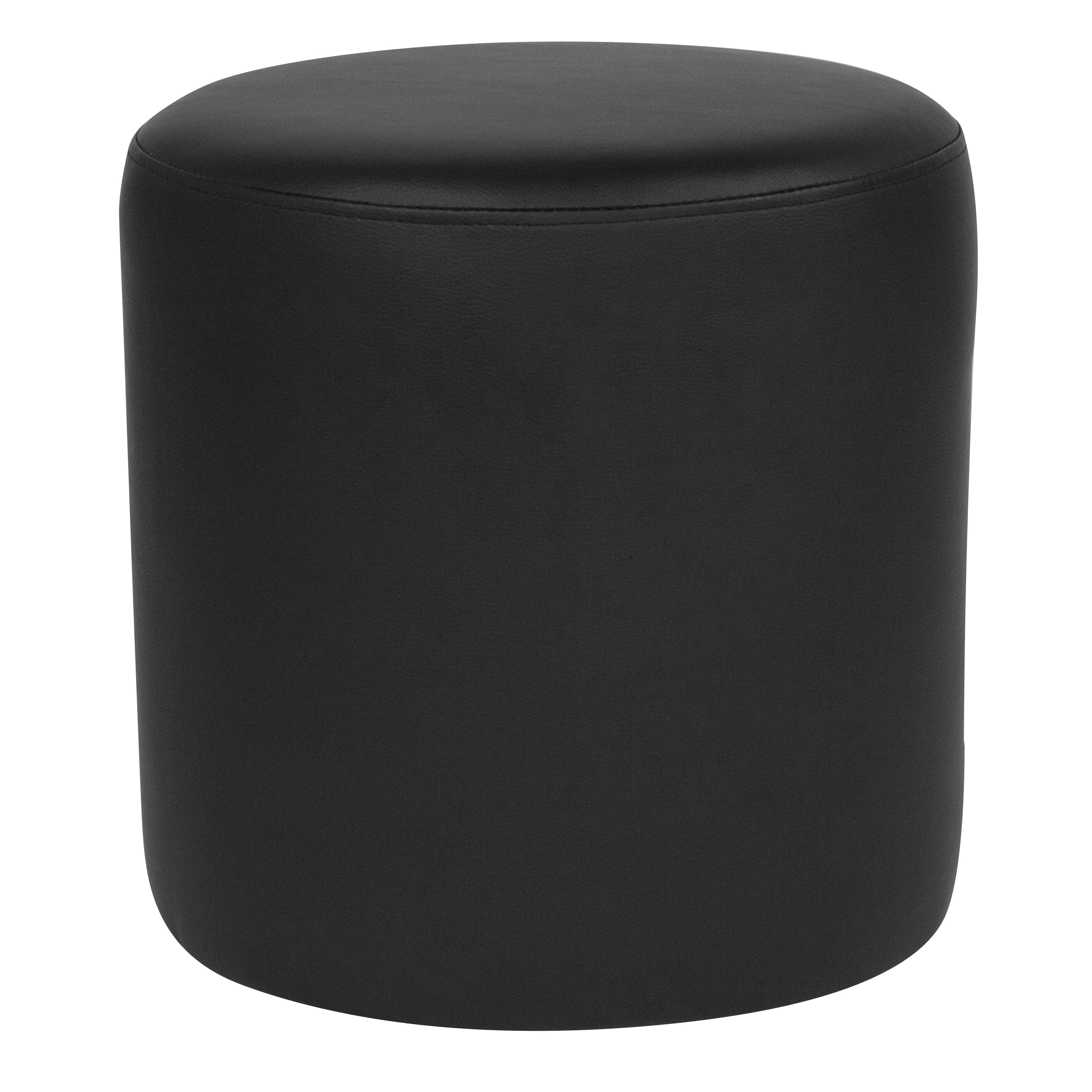 Flash Furniture Barrington Upholstered Round Ottoman Pouf in Black LeatherSoft
