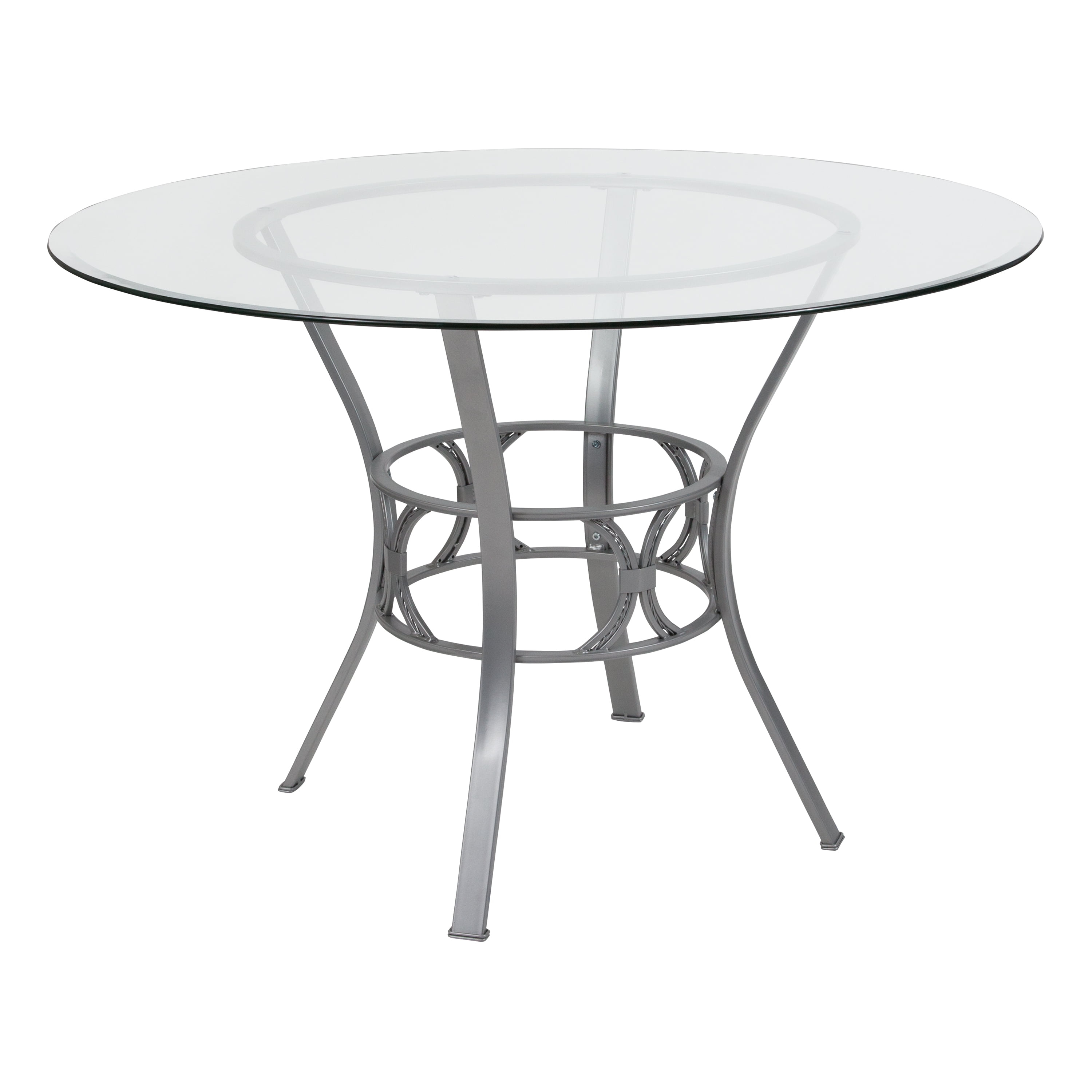 Flash Furniture Carlisle 45'' Round Glass Dining Table with Silver Metal Frame