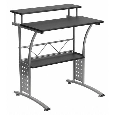 Flash Furniture Clifton Modern Office Computer Desk with Top/Bottom Storage Shelves, 28"W, Black