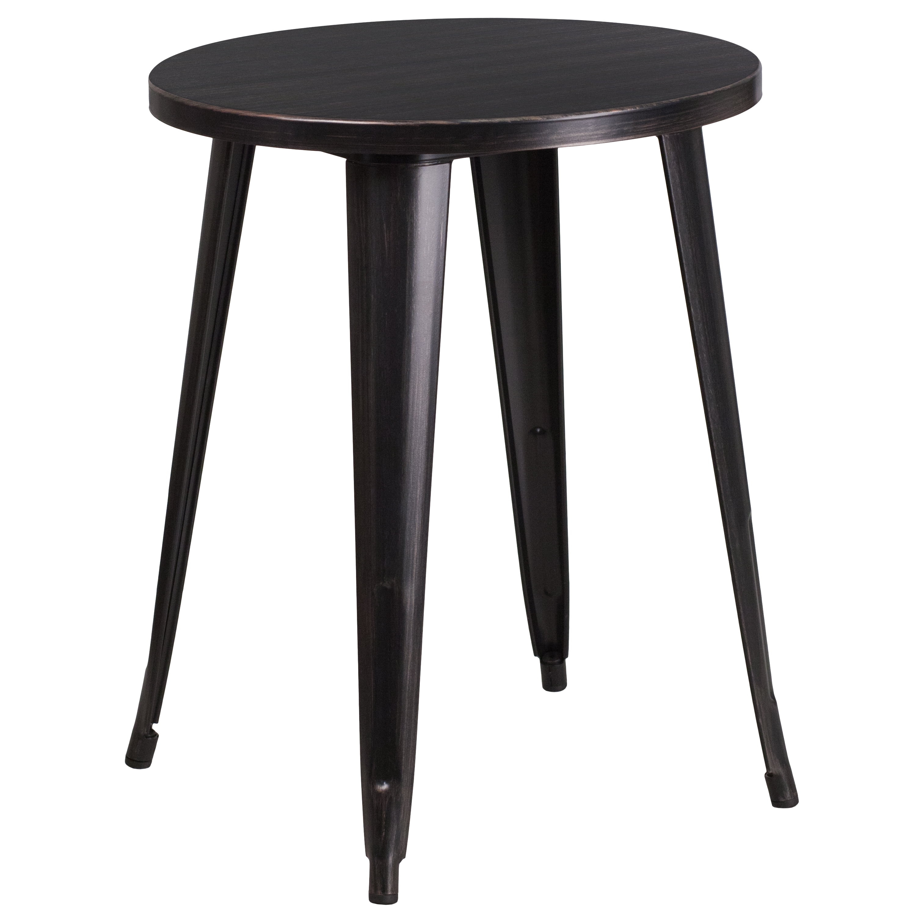 Flash Furniture Commercial Grade 24" Round Black-Antique Gold Metal Indoor-Outdoor Table