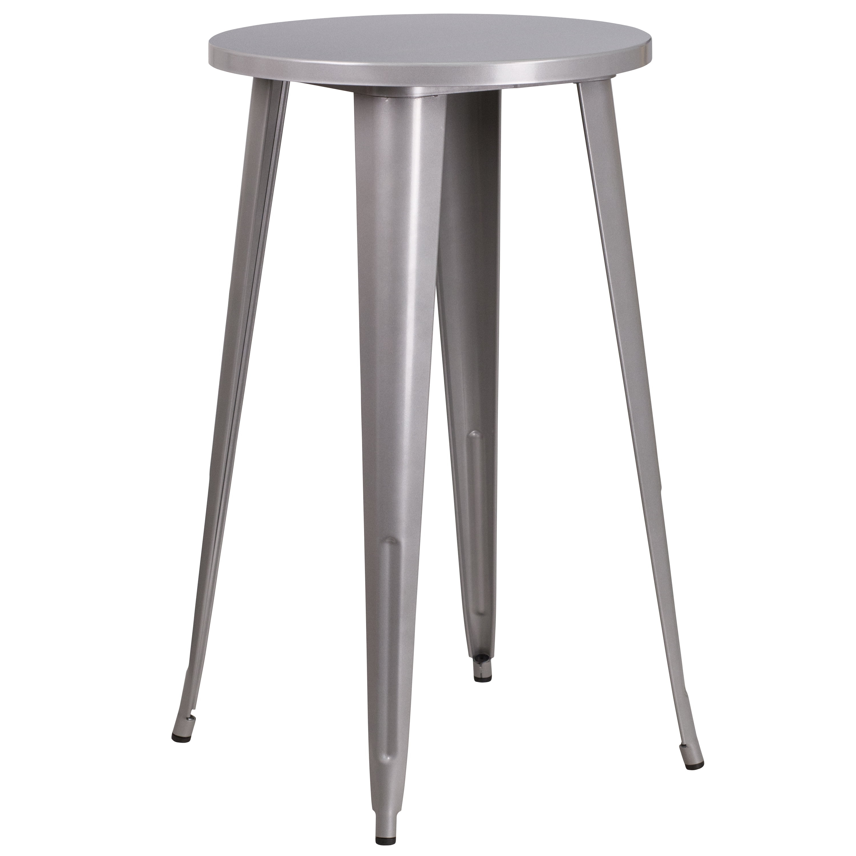 Flash Furniture Commercial Grade 24" Round Silver Metal Indoor-Outdoor Bar Height Table