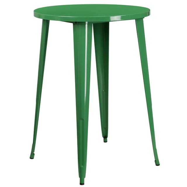 Flash Furniture Commercial Grade 30" Round Green Metal Indoor-Outdoor Bar Height Table