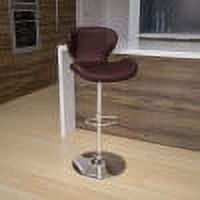 Flash Furniture Contemporary Brown Vinyl Adjustable Height Barstool with Curved Back and Chrome Base