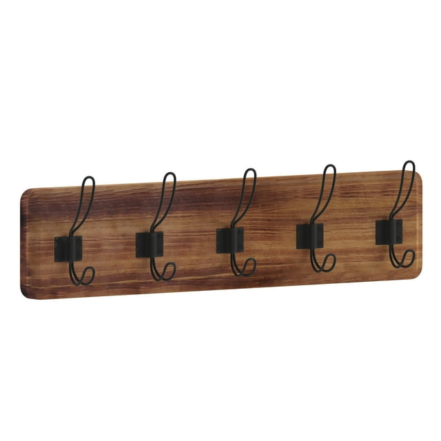 Flash Furniture Daly Rustic Rectangle Wood Coat Rack with Shelf/Storage, Rustic Brown
