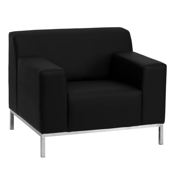 Flash Furniture HERCULES Definity Series Contemporary Black LeatherSoft Chair with Stainless Steel Frame